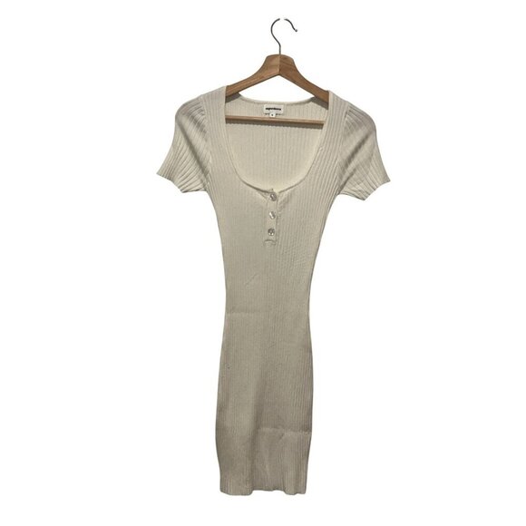 Superdown Ashton mini dress Womens Small Ribbed Knit Square Neck Bodycon Minima - Picture 2 of 9